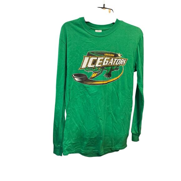 Vintage 90’s Louisiana Icegators Logo Long Sleeve T Shirt Small Green